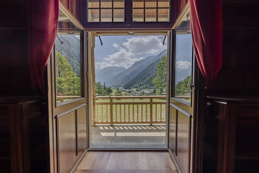 View from a terrace of Villa Laubenò across the Gressoney valley, Engel & Völkers